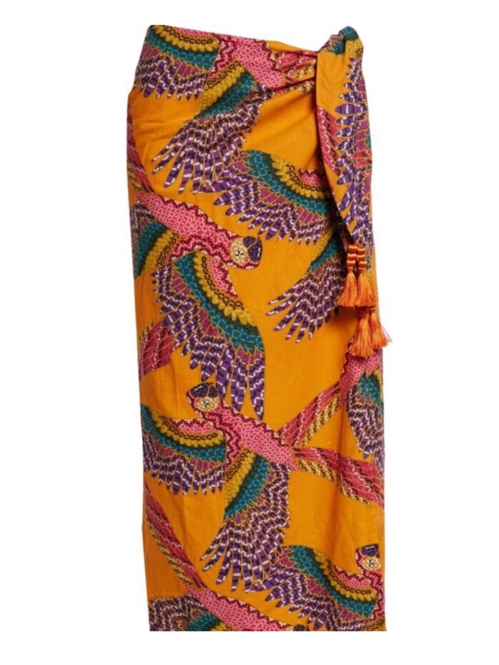 FARM Rio Maxi Skirt Size Small Beaded Macaws Tied Linen Blend MSRP 298.00